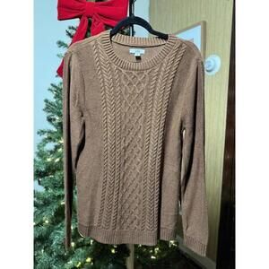 Croft & Barrow Brown Cable Knit Sweater, Size Medium